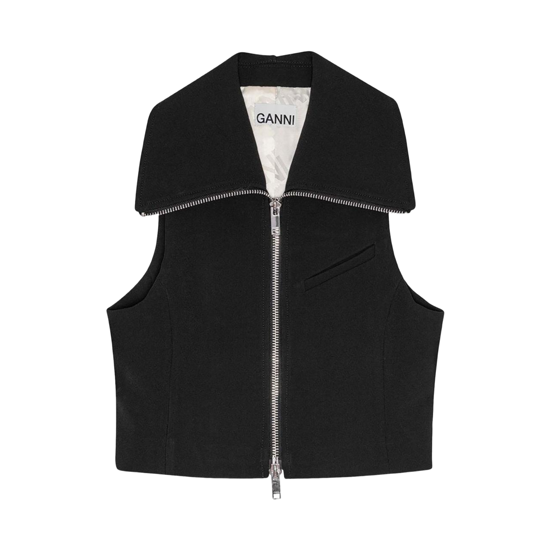 (W) 가니 지퍼 베스트 블랙((W) Ganni Zipped Vest Black)