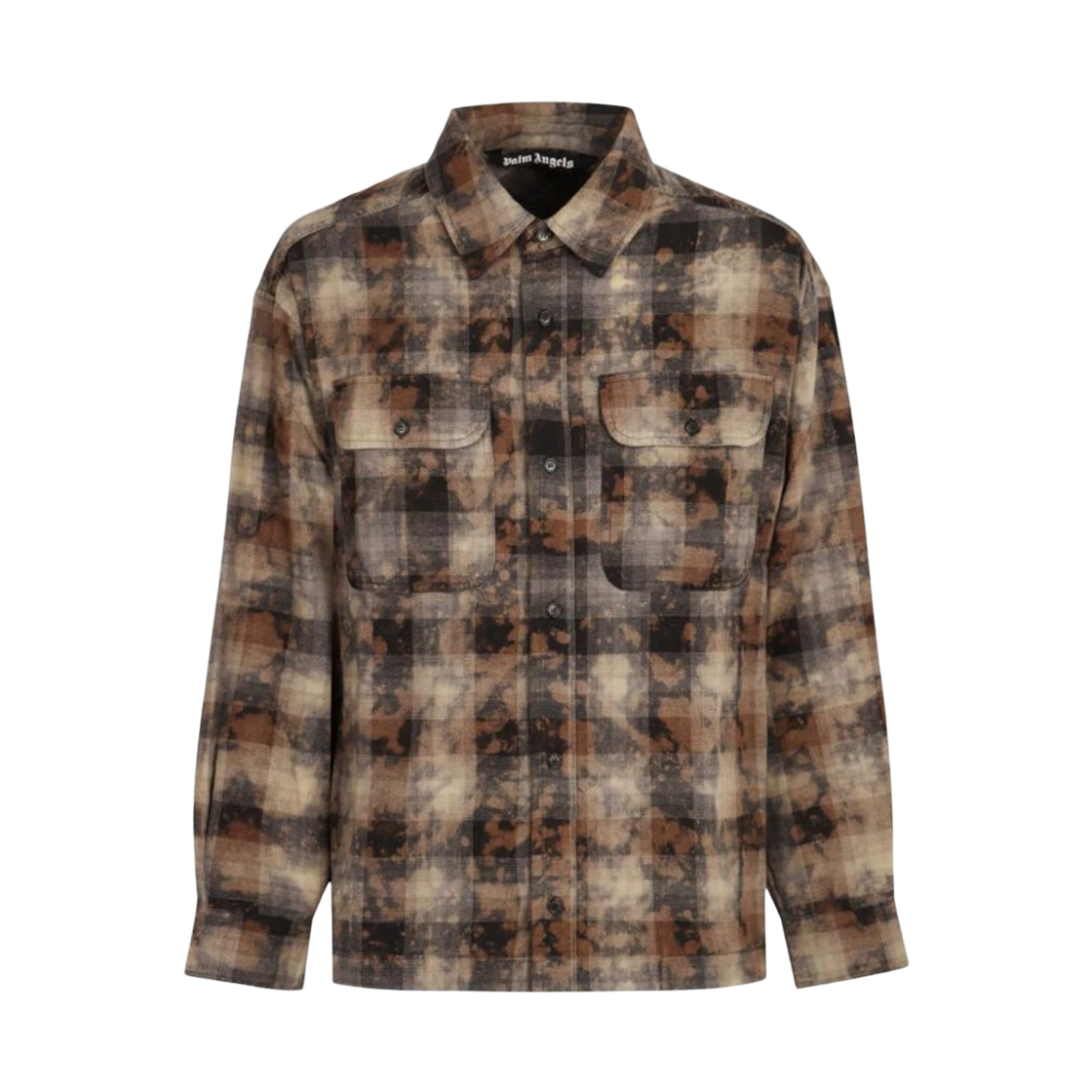 팜엔젤스 커브드 로고 체크 셔츠 L/S - 그레이(Palm Angels Curved Logo Check Shirt L/S - Grey)