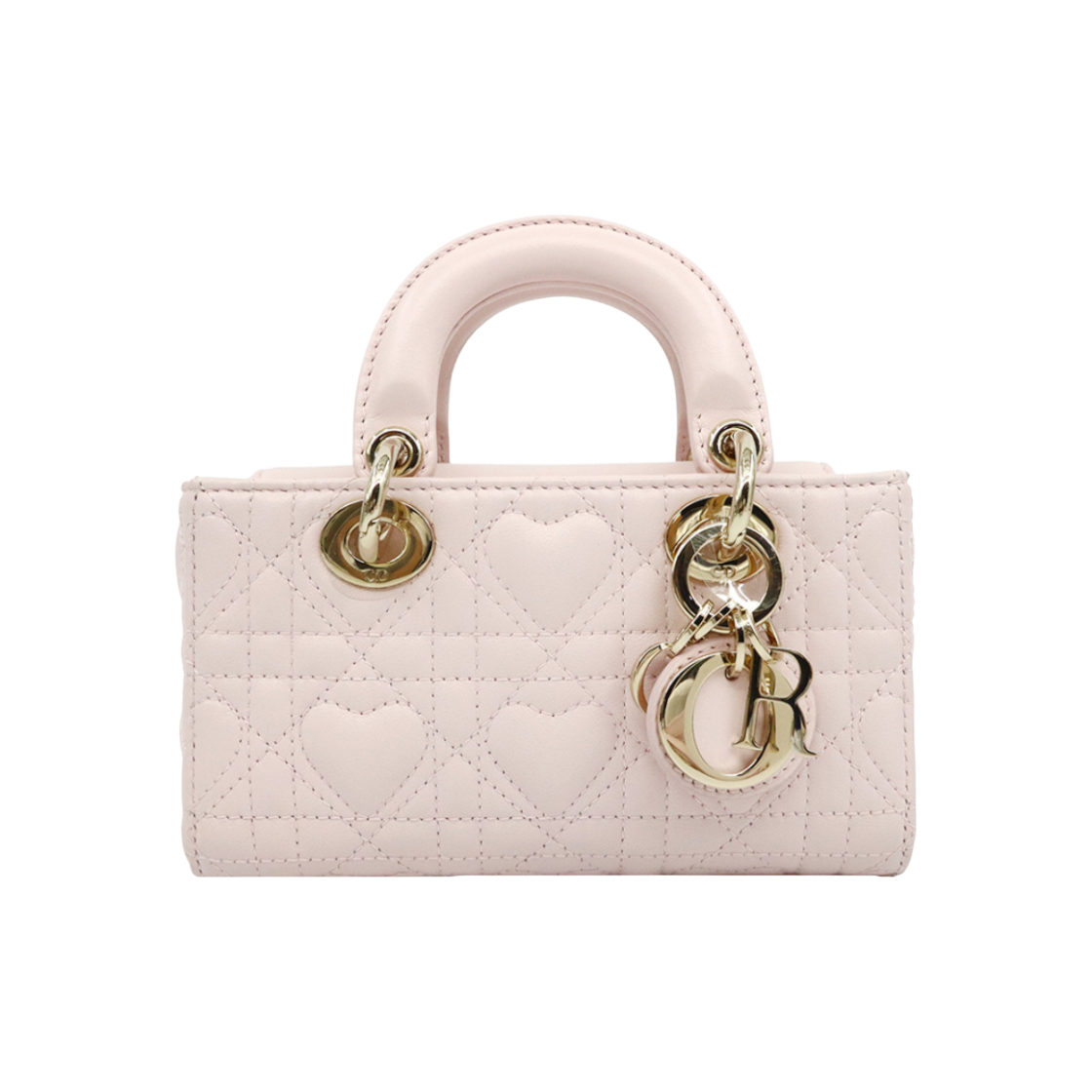 IT6ERC79QNDG Dior Pale Pink Cannage Lambskin Gold Hardware Lady D-Joy Micro 2-Way Bag