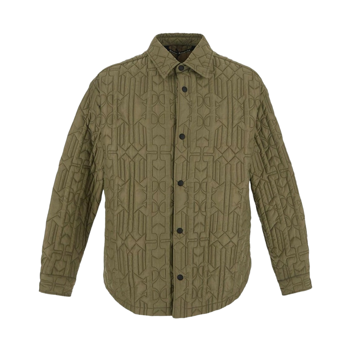 P3SMPA244 Palm Angels All Monogram Quilted Overshirt - Green