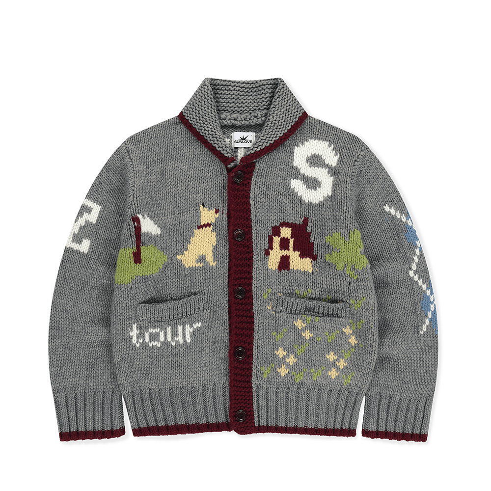 SL253KKNCK02HR [트리플적립]SUNLOVE Yard Cowichan Cardigan Heather Grey