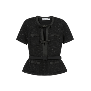 Self Portrait Women Sequin Knit Top Black - 26SS