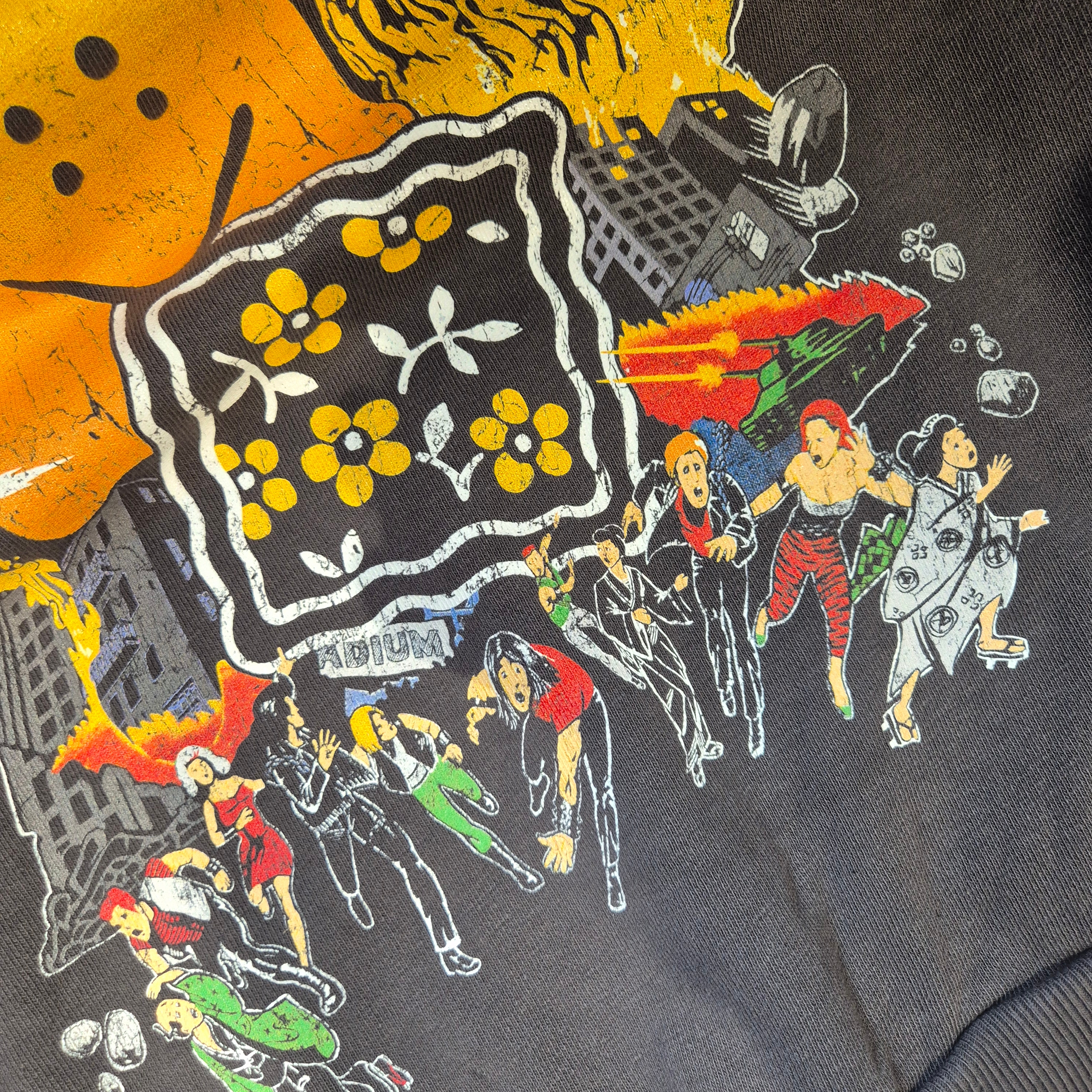 Kapital 3G Wool Yellow Knife Fair Isle Half Zip Vest Yellow, Kapital Fleece Hooded Sweatshirt Buster Peckish Rainbow Y Pt Ink Black 착용 스타일 - 2