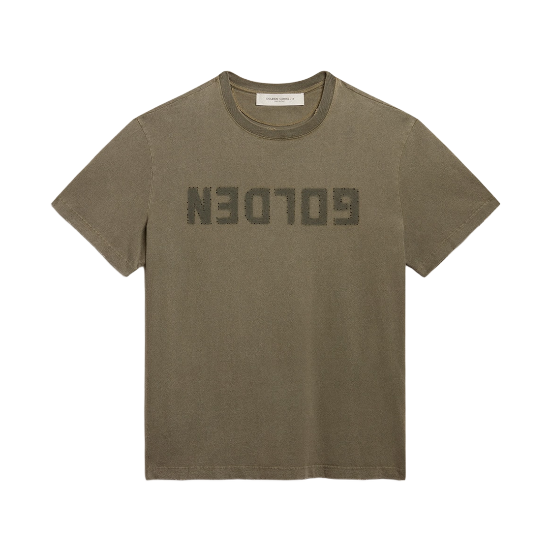 GMP01220-P000671-35479 Golden Goose Golden lettering T-Shirt Olive Green
