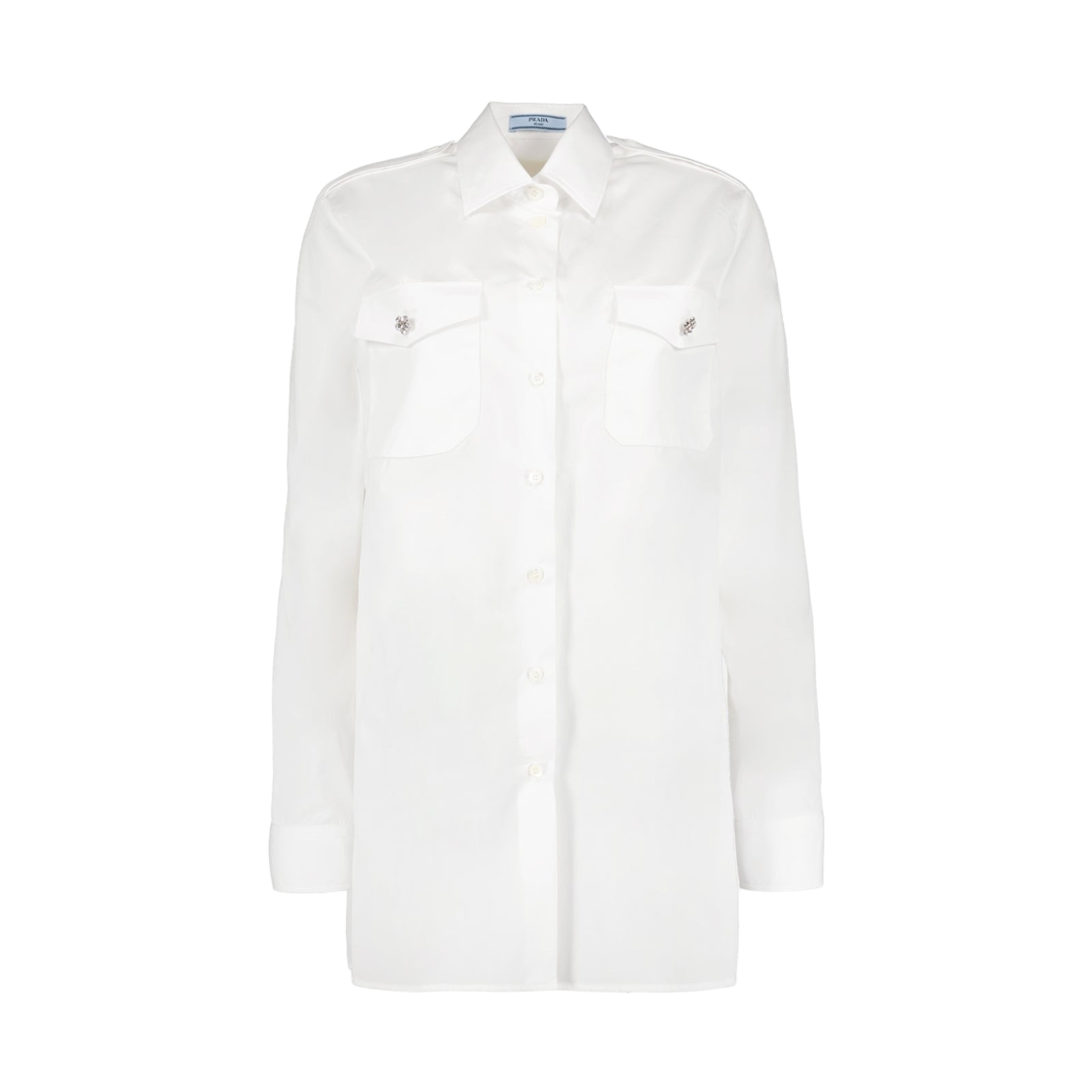 P478GX-126L-F0009 (W) Prada Jewelry Button Cotton Shirt White