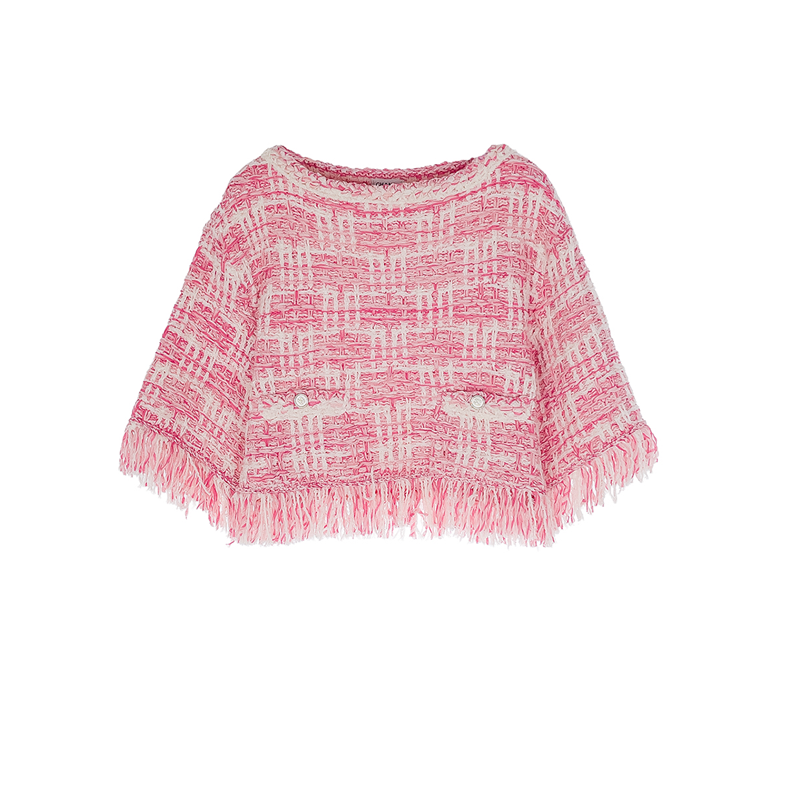 IT3QU8W94M3G Chanel 24P Mixed Fiber Cotton Pullover 36 Pink/Ecru (5ET1912)
