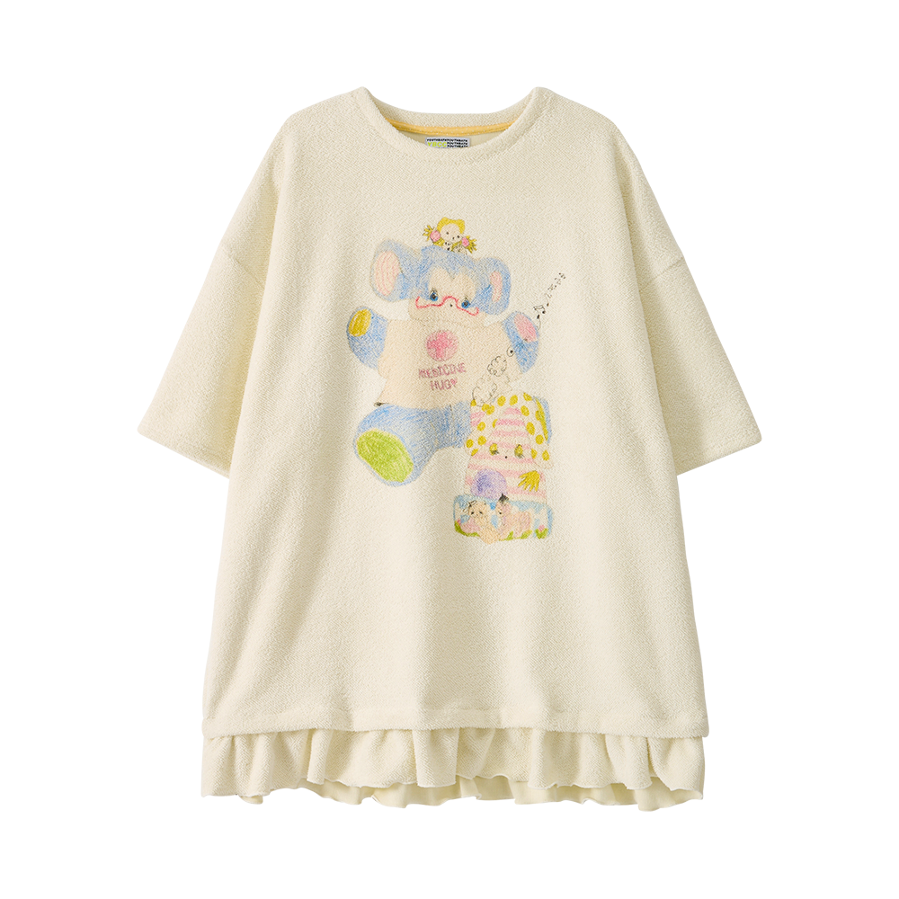 유쓰배쓰 오버사이즈 그래픽 쇼츠 슬리브 드레스(YOUTHBATH Oversized Graphic Short Sleeve Dress)