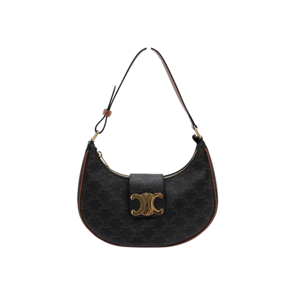 ITIE5VS9RB5M Celine Triomphe Gold Logo Hobo Shoulder Bag