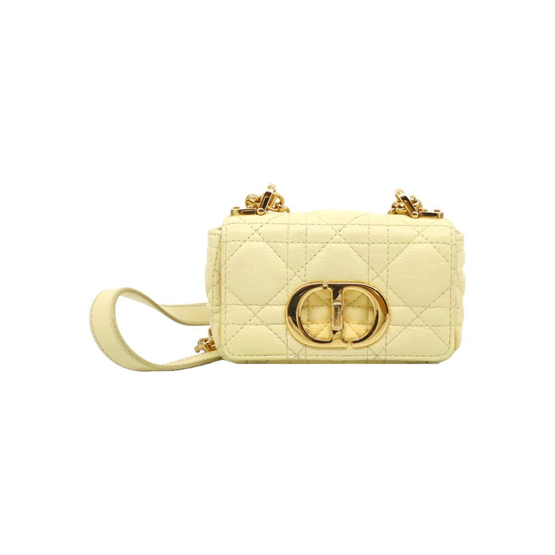 디올 S2022UWHC_M26Y 옐로우 서플 까나쥬 카프스킨 카로 마이크로 체인 숄더백(Dior Yellow Supple Cannage Calfskin Caro Micro Chain Shoulder Bag) - 1