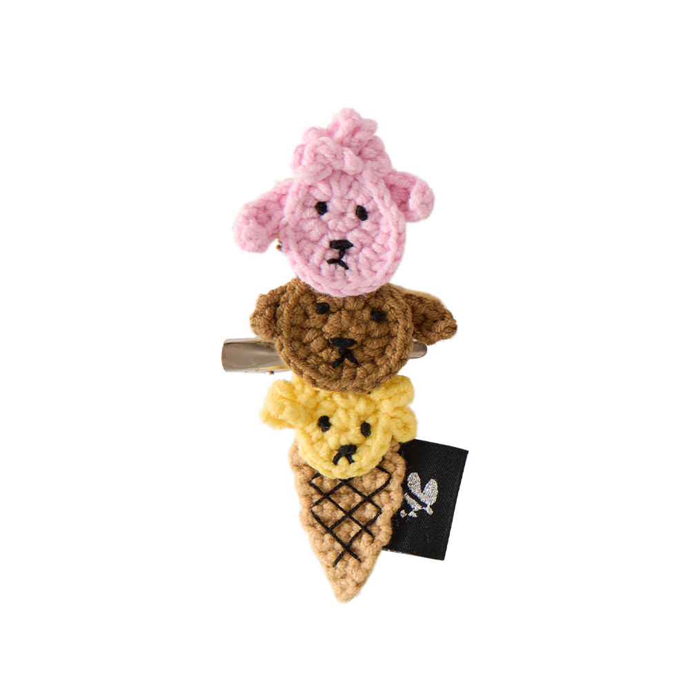 유쓰배쓰 니트 헤어 클립_도그 아이스크림(YOUTHBATH Knit Hair Clip_Dog Ice Cream)