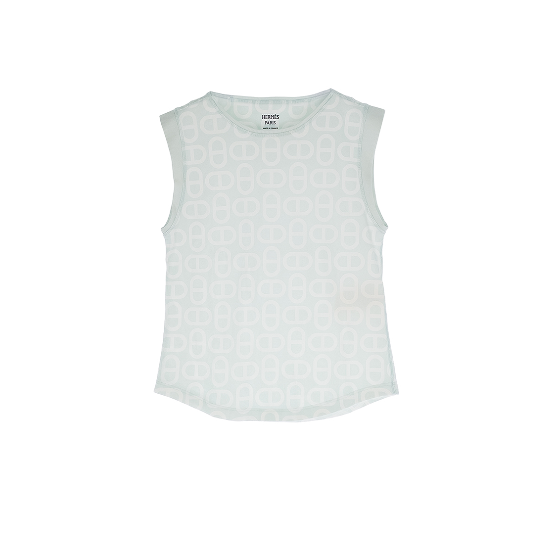 ITJDCQ4J8HSB Hermes Chandal Pattern Sleeveless Top 36 Vert Embrun (5HA1075)
