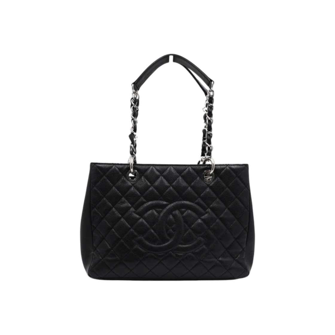 IT2E7WN2R2NH Chanel A50995 Grand Shopping Caviar Black Silver Chain Shoulder Bag