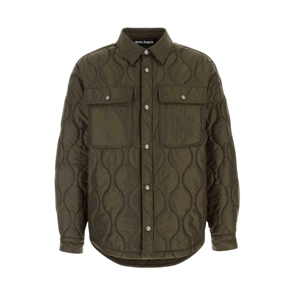 팜엔젤스 클래식 로고 100gr 오버셔츠 - 카키(Palm Angels Classic Logo 100gr Overshirt - Khaki)