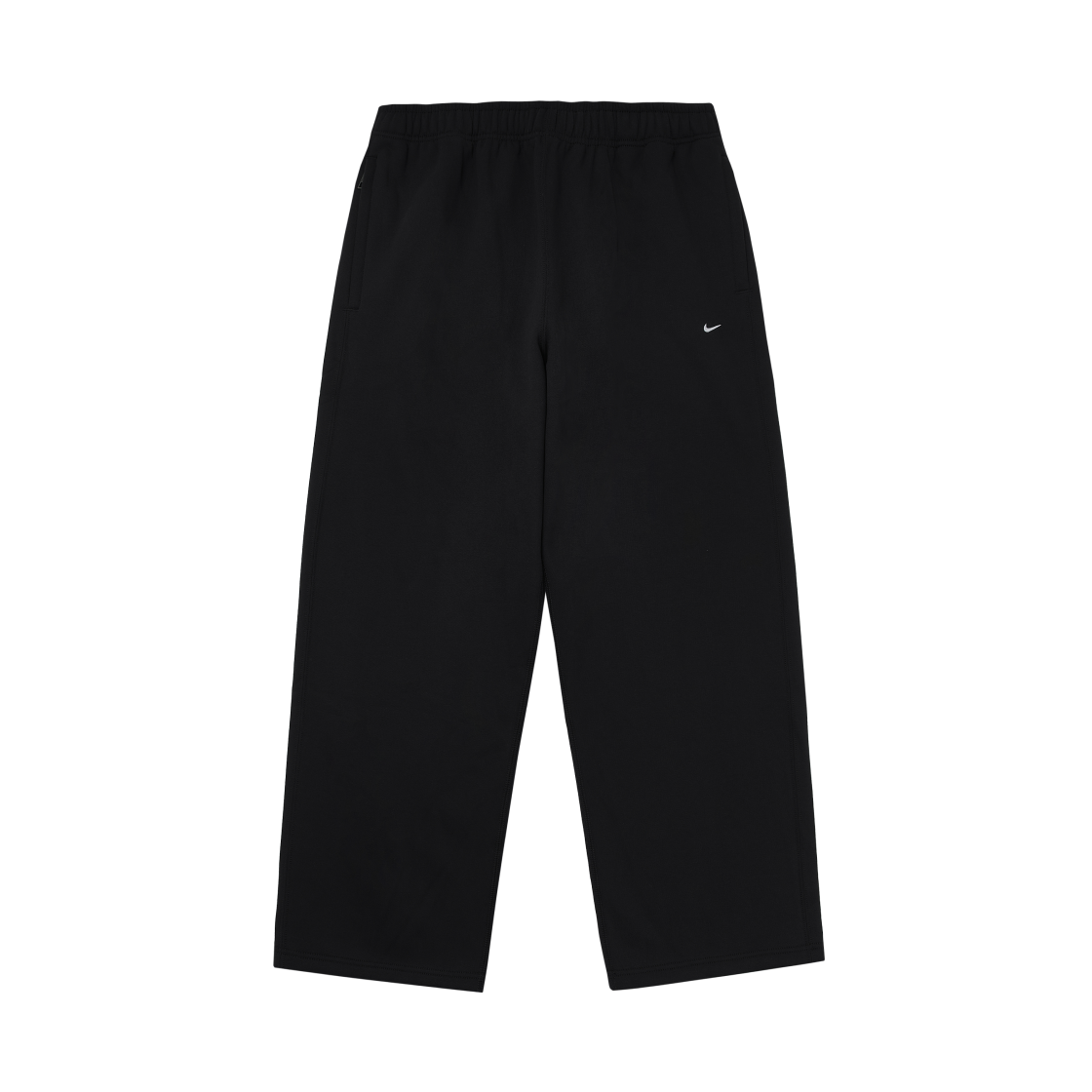 나이키 솔로 스우시 플리스 오픈 헴 팬츠 블랙 화이트 - 아시아(Nike Solo Swoosh Fleece Open Hem Pants Black White - Asia)