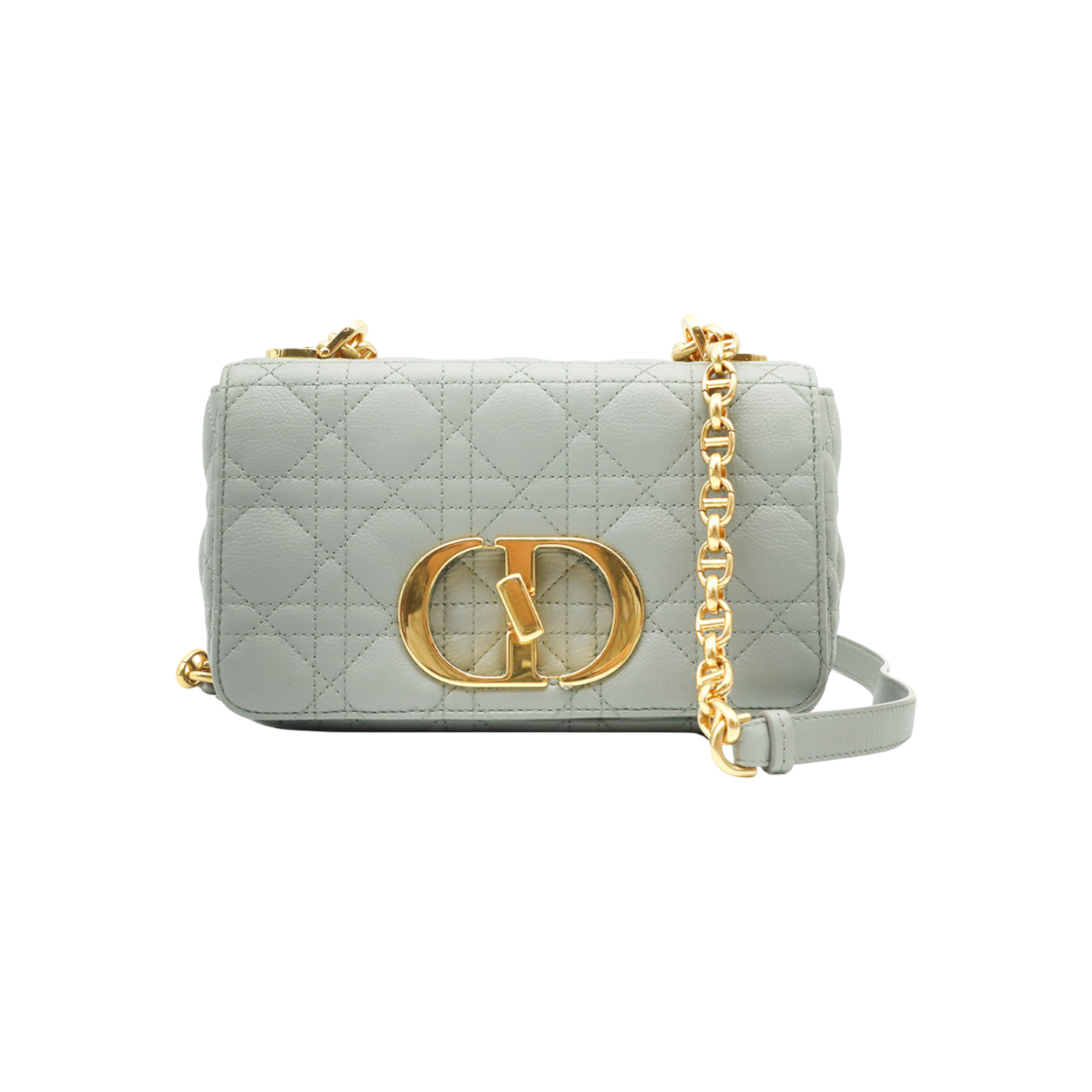 ITSO8LMWBS78 Dior M9241UWHC Stone Gray Supple Cannage Lambskin Gold Hardware Caro Small Shoulder Bag