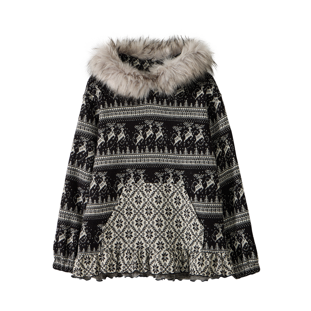 25FW2HD01 YOUTHBATH Nordic Oversized Knit Hoodie