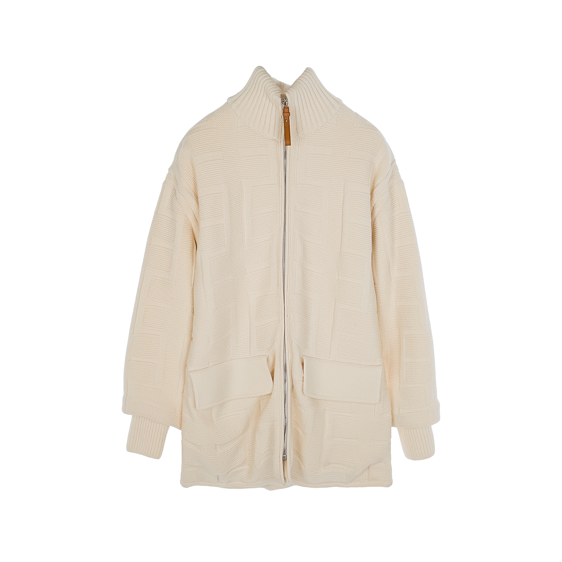 ITQP4F7AAM4N Hermes Manteau Matelasse Zip Jacket 36 Blanc Casse (5HA1088)