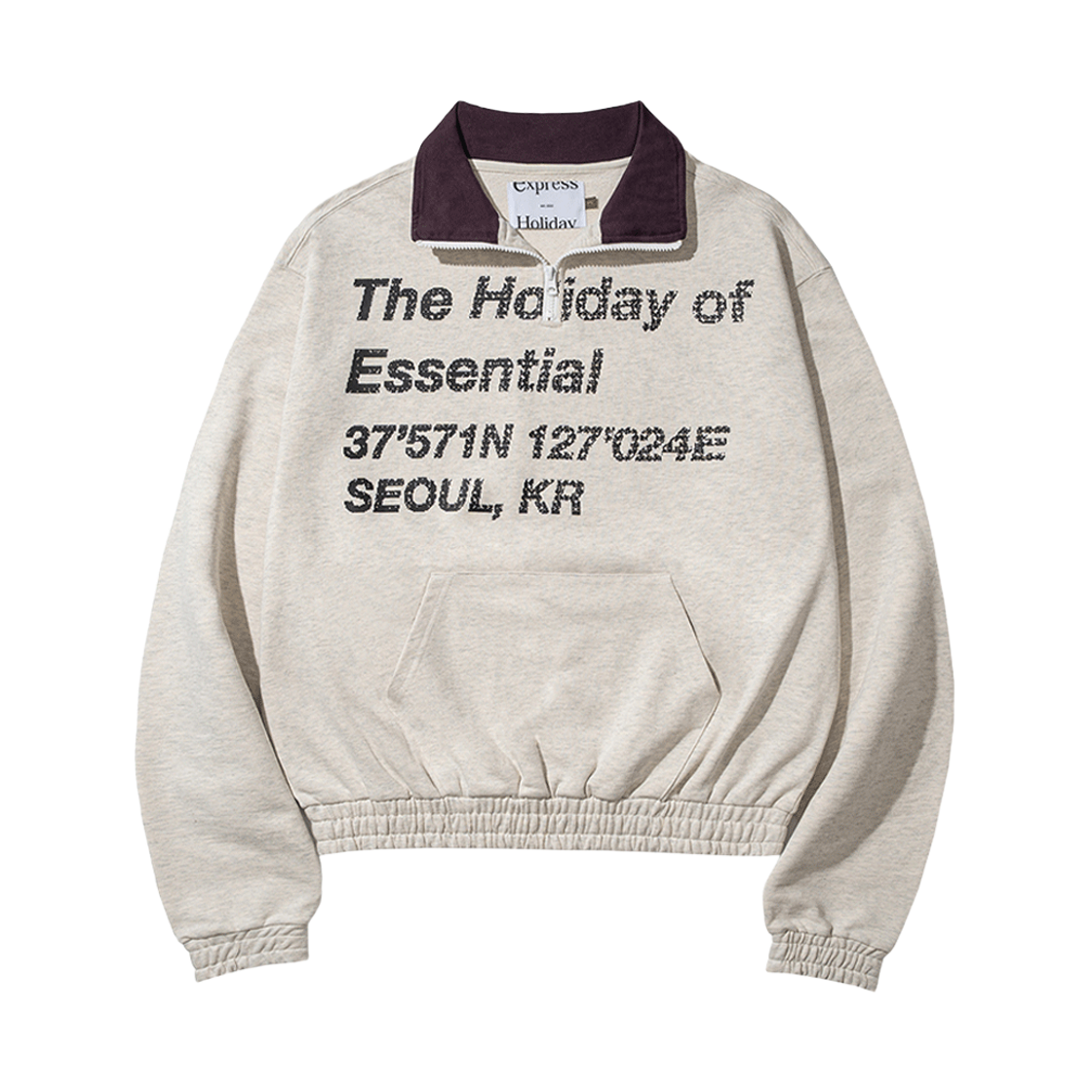 익스프레스 홀리데이 홀리데이 에센셜 하프집업 멜란지 화이트(Express Holiday Holiday Essential Half Zip-Up Melange White)