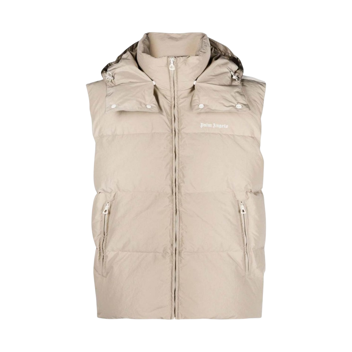 팜엔젤스 클래식 트랙 후디 다운 베스트 - 베이지(Palm Angels Classic Track Hoody Down Vest - Beige)