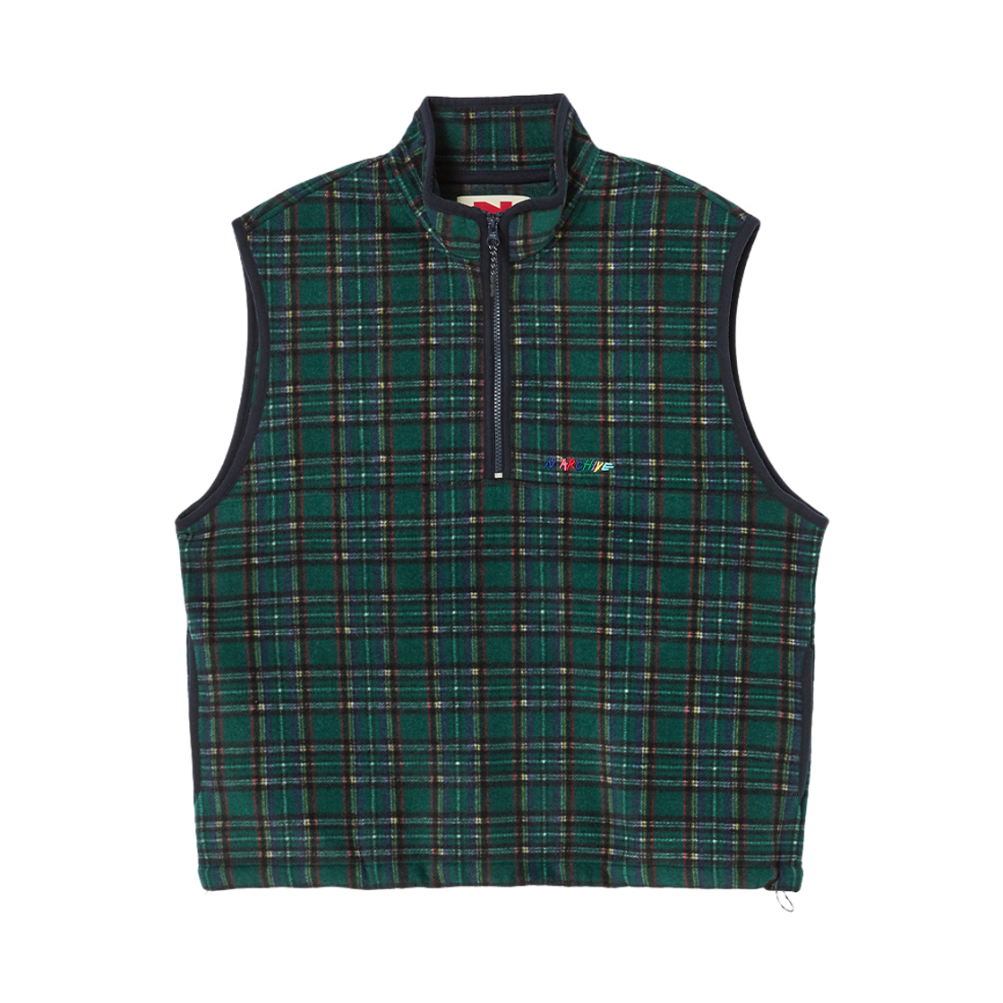 엔 아카이브 레트로 체크 유니크 로고 하프 집업 플리스 그린(N ARCHIVE Retro Check Unique Logo Half Zip-Up Fleece Green)