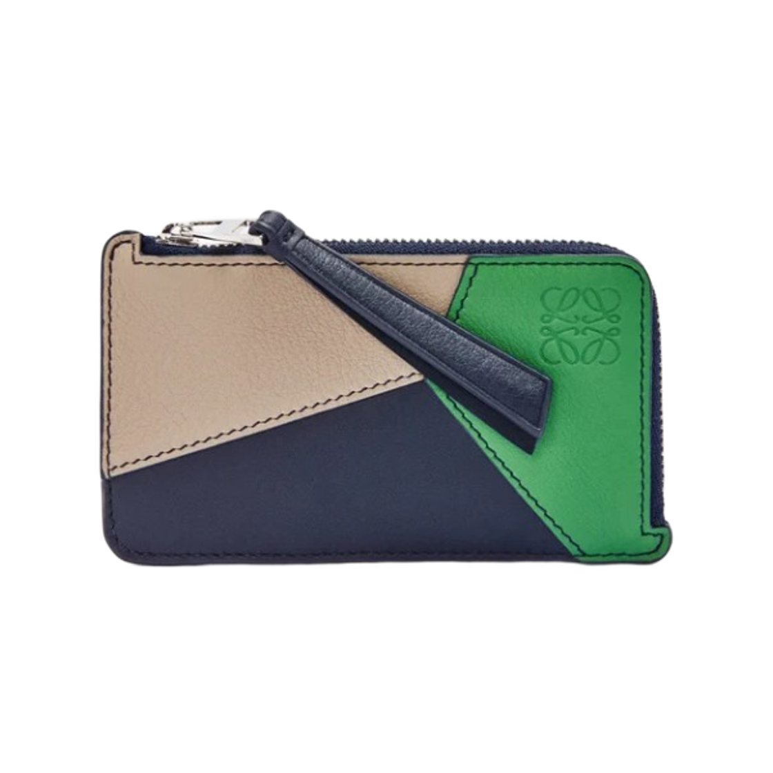C510Z40X18-4606 Loewe Puzzle Coin Card Holder in Classic Calfskin Sand Tropical Green