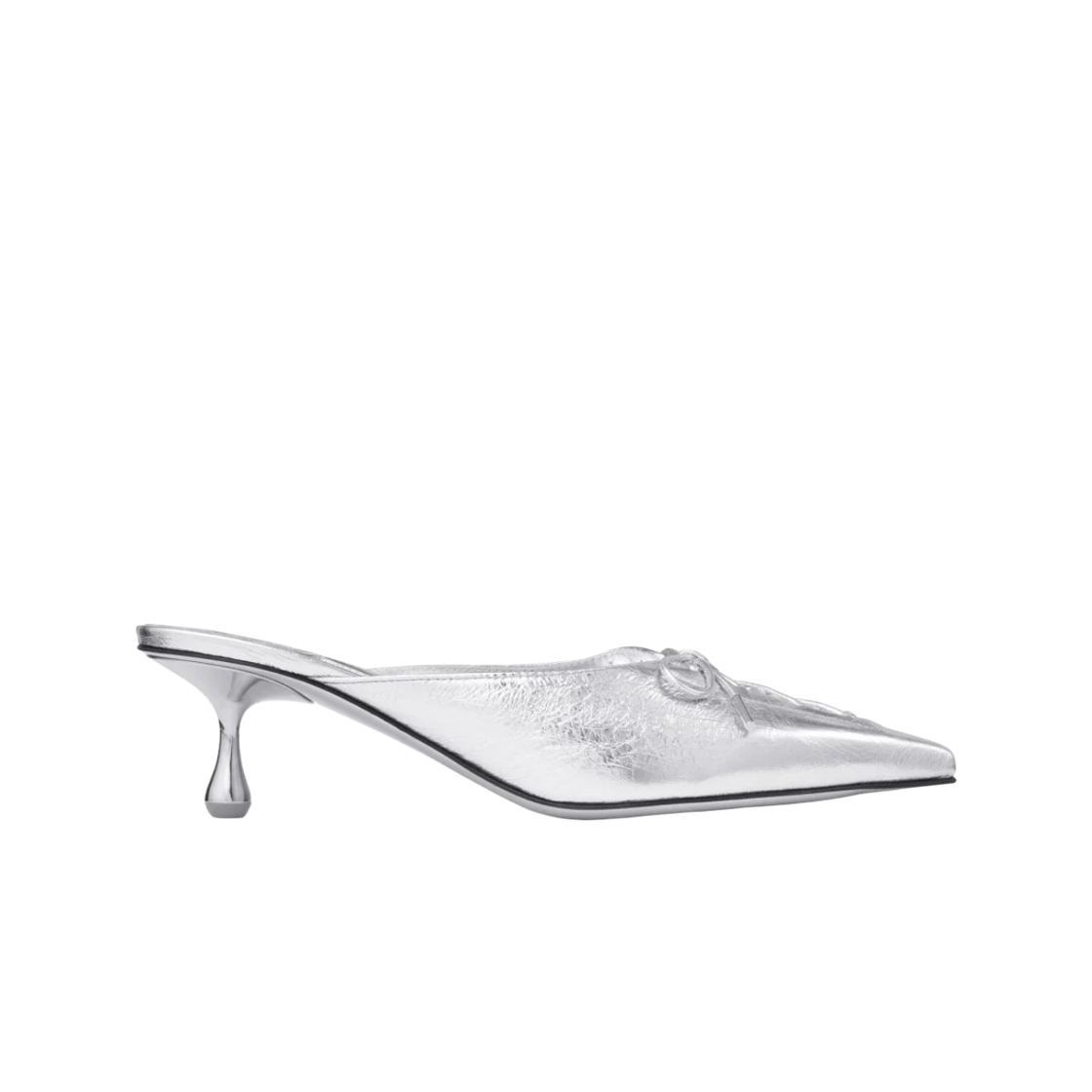 (W) 지미추 Scarlett 50 레더 뮬 실버((W) Jimmy Choo Scarlett 50 Leather Mules Silver)