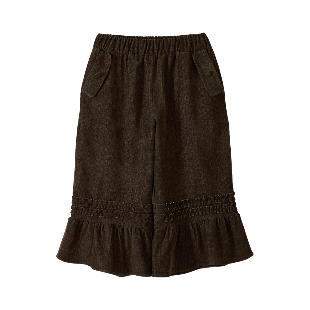 유쓰배쓰 러플드 와이드 크롭 팬츠(YOUTHBATH Ruffled Wide Crop Pants)