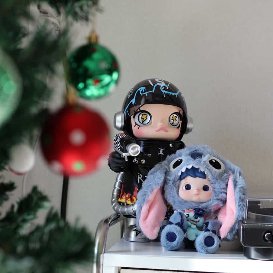 Pop Mart Hacipupu Stitch 1/8 BJD, Pop Mart Mega Space Molly Trevor Andrew 2.0 400% 착용 스타일