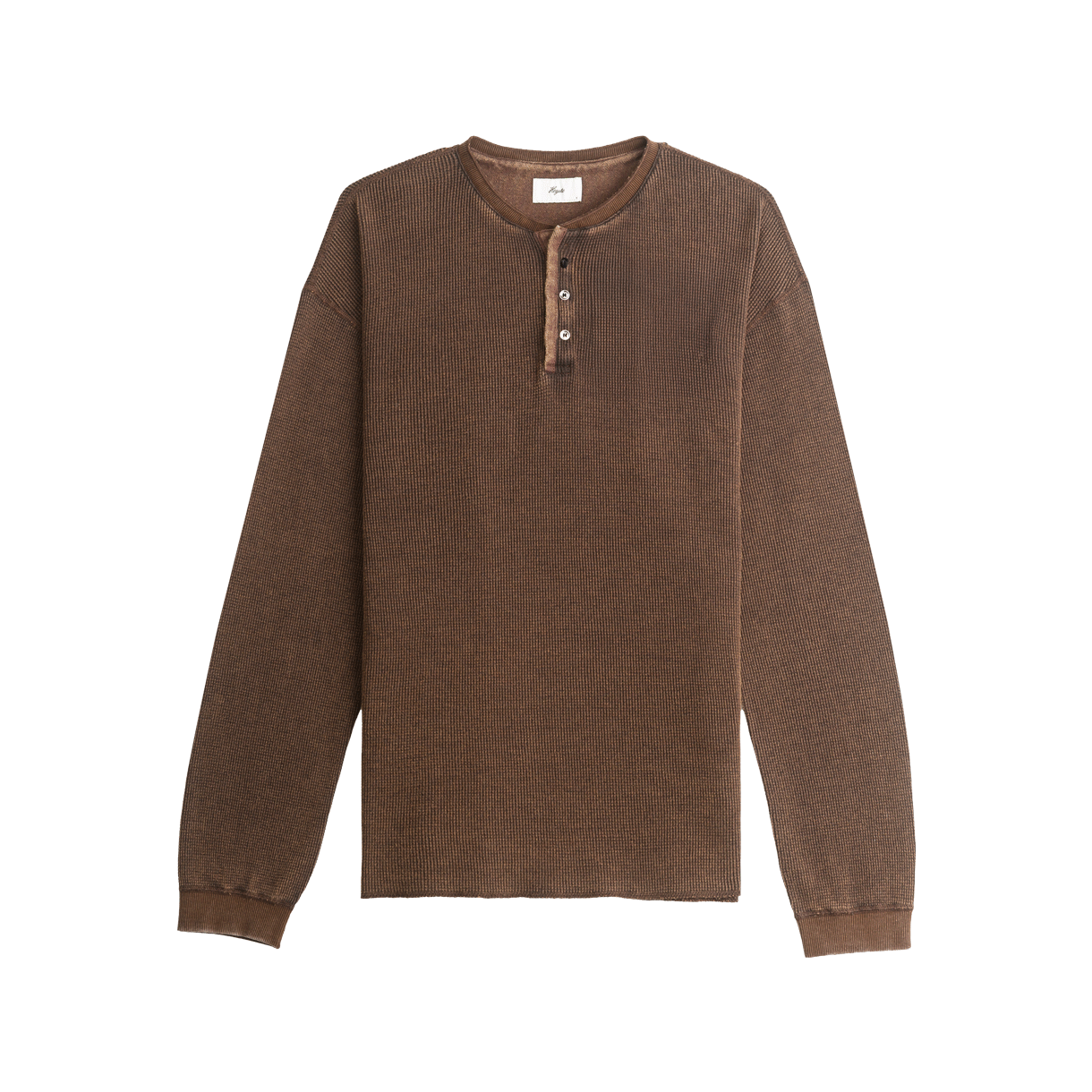 253-VTKHS-THS-ep HEYSTE Vintage Thermal Knit Henley Shirt Espresso