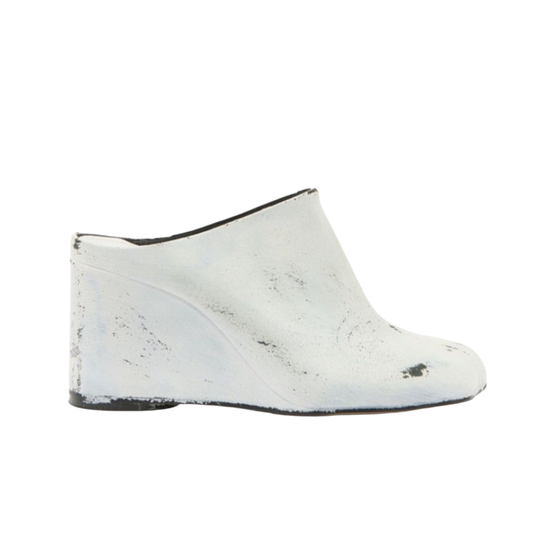 S66WX0066P8306H5515 (W) MM6 Maison Margiela Asymmetric Toe Leather Mule White