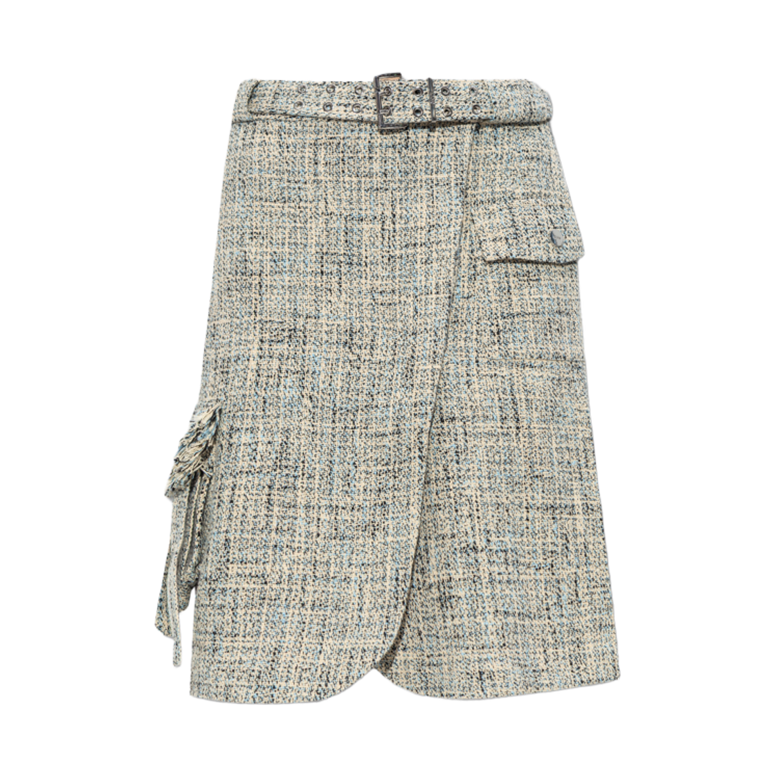 W0586-693 (W) Ganni Tweed Skirt Alaskan Blue