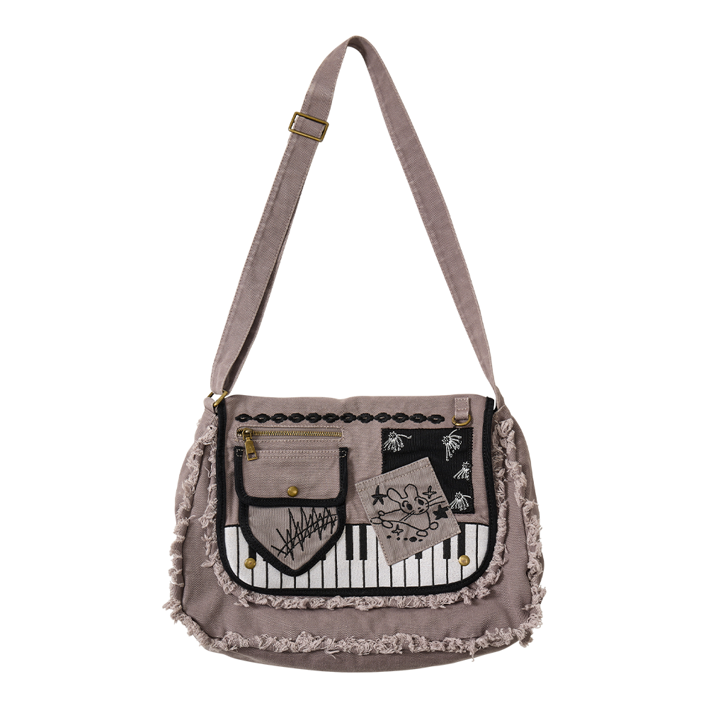 25FW2BAG02 YOUTHBATH Damage Washed Cross Bag_Charcoal