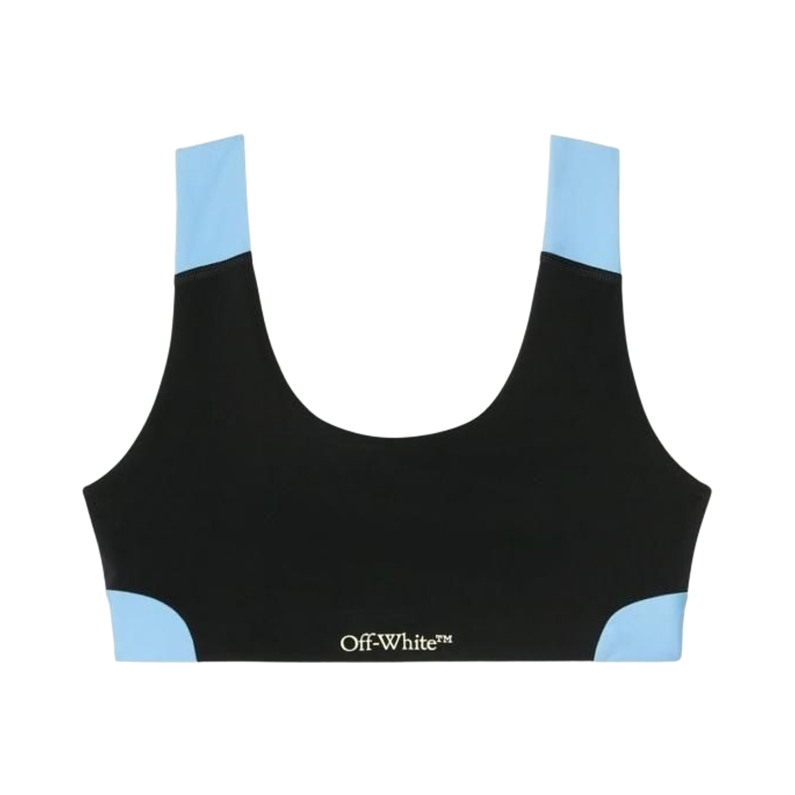 (W) 오프화이트 로고 컬러블록 브라 탑 블랙((W) Off-White Logo Color-Block Bra Top Black)