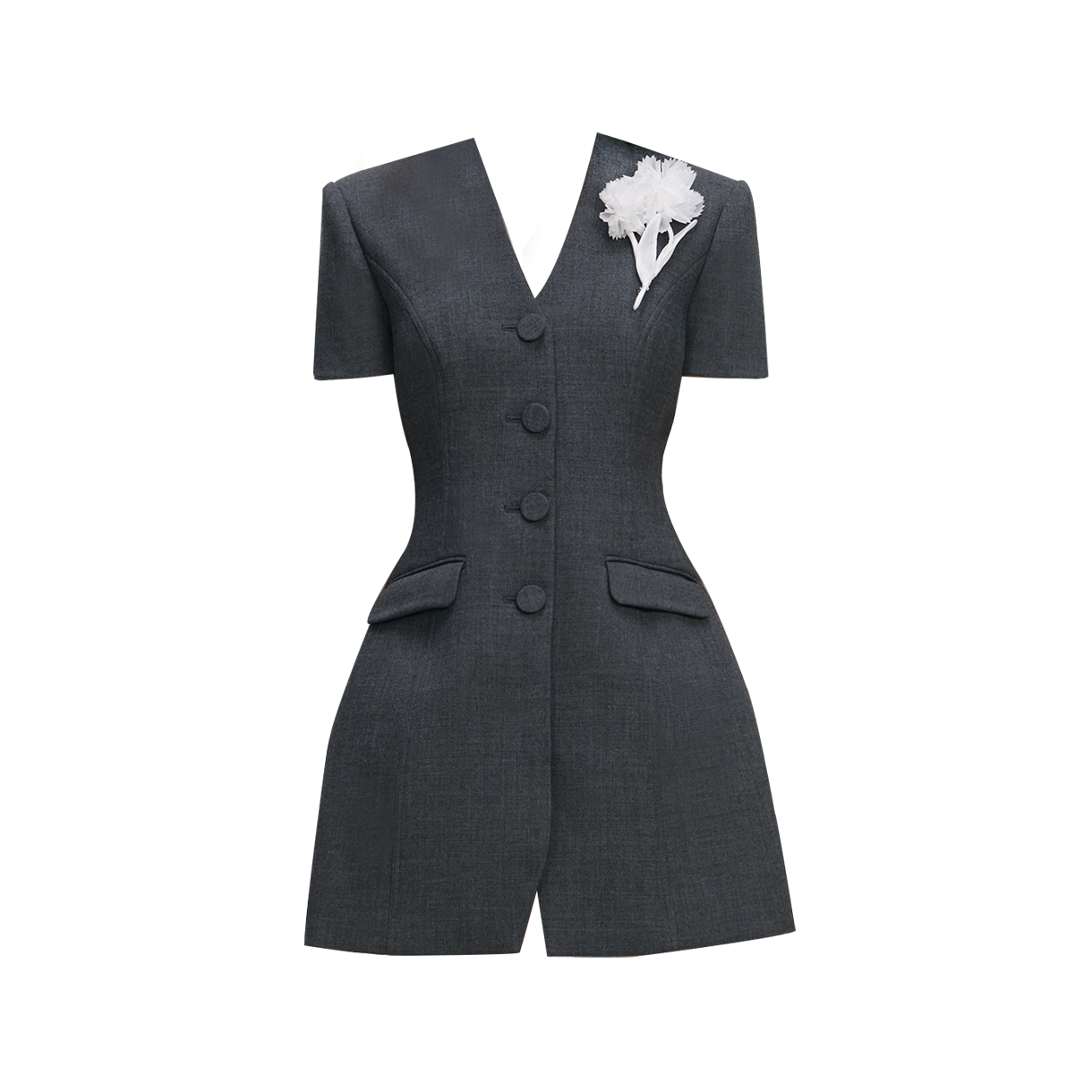 KW6ADR1SF06GY Self Portrait Women Tailored Flower Detail Mini Dress Grey - 26SS