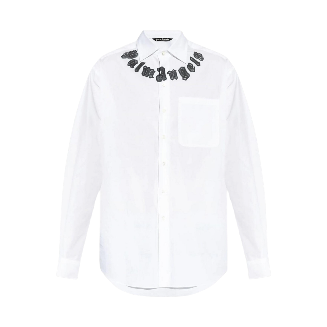 P6IMMA290 Palm Angels Neck Logo Classic Shirt L/S - White