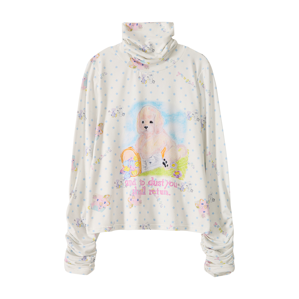 유쓰배쓰 하이넥 셔링티_도그 화이트(YOUTHBATH High Neck Shirring Tee_Dog White)