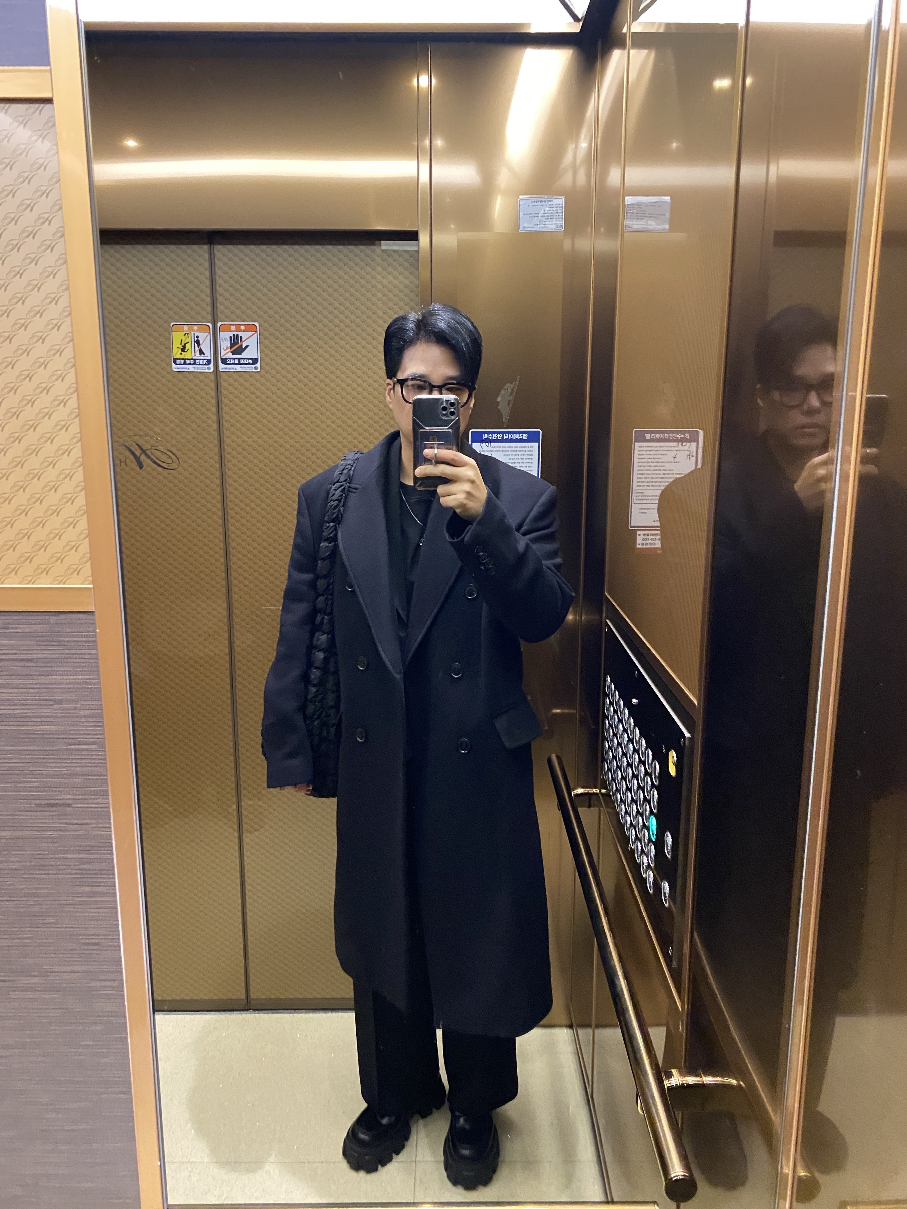 Prada Monolith Brushed Leather Loafers Black 착용 스타일