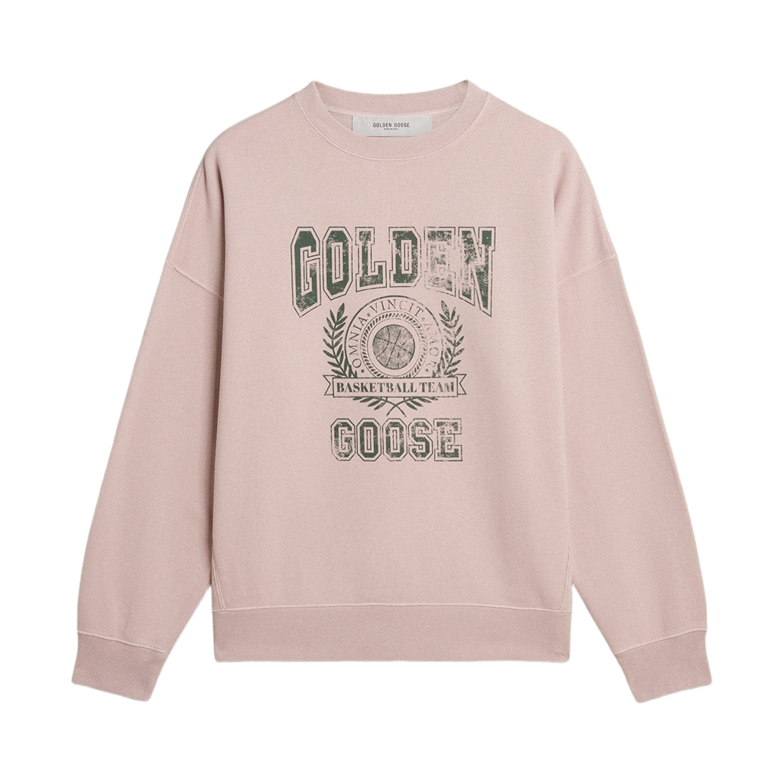 골든구스 그린 로고 프린트 라운드넥 스웨트셔츠 올드 로즈(Golden Goose Round Neck Sweatshirt with Green Logo Print Old Rose)