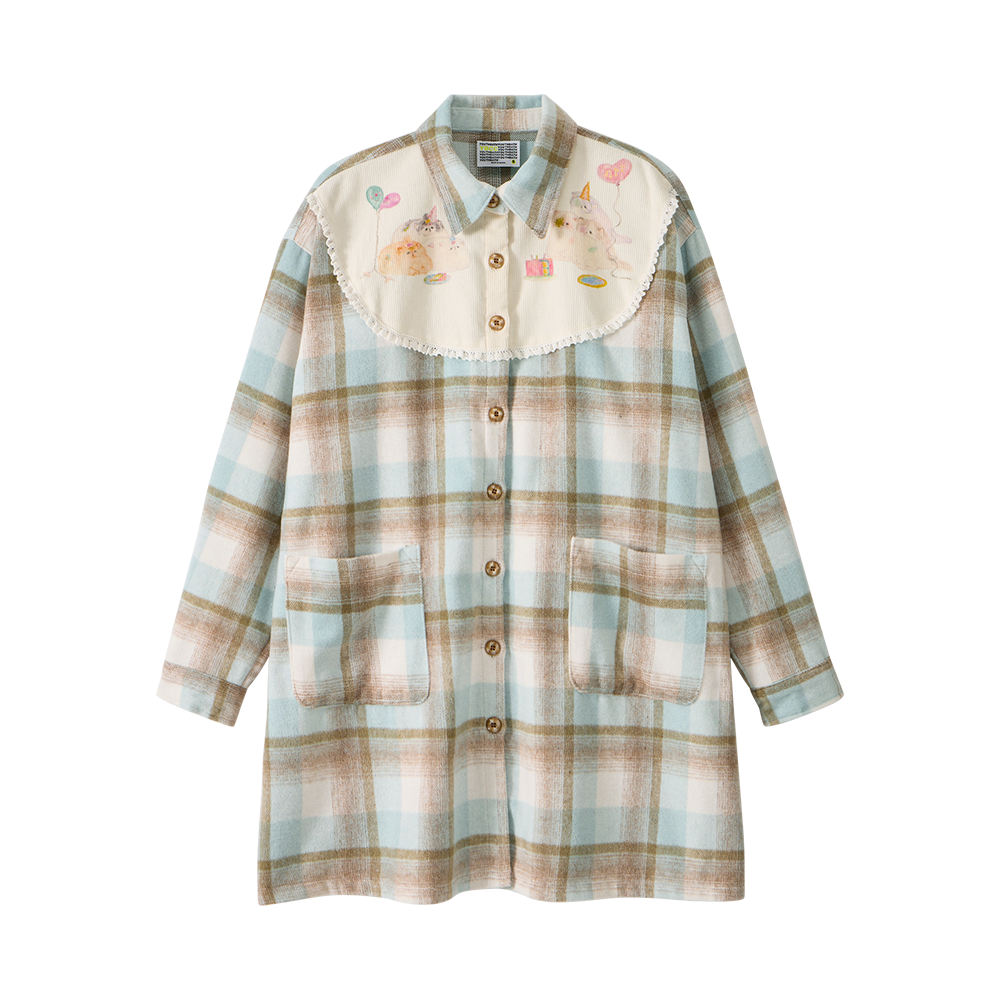 유쓰배쓰 빕 프론트 체크 오버셔츠_민트(YOUTHBATH Bib Front Check Overshirt_Mint)