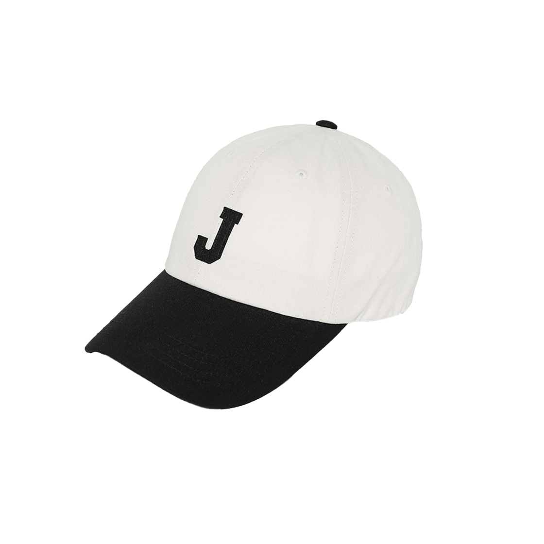 베루툼 J 이니셜 투 톤 캡 크림 블랙