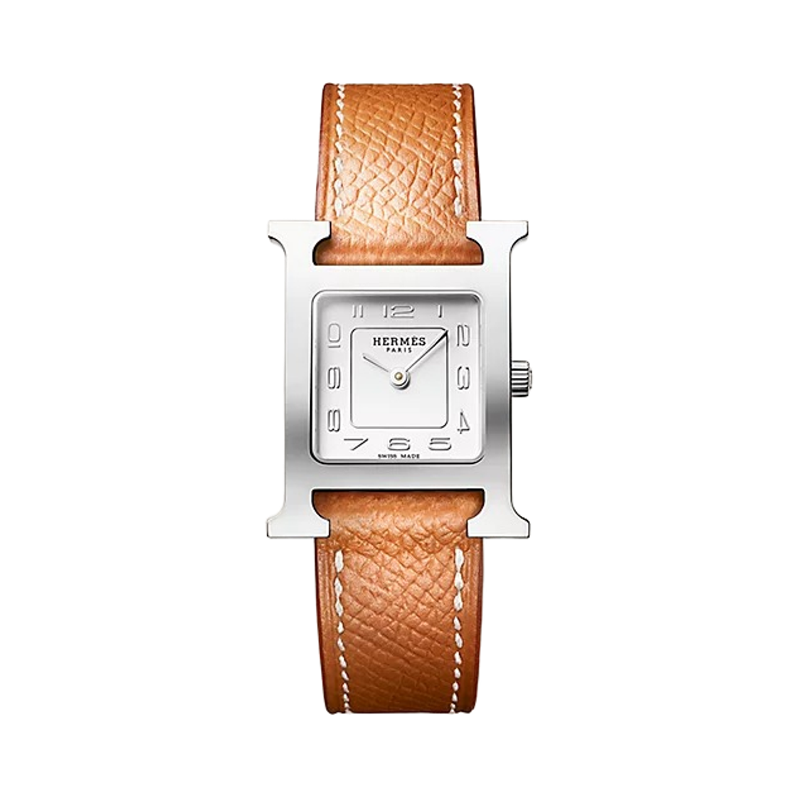 W404215WW00 Hermes Heure H Watch Small Gold Chestnut Epsom Calfskin Strap & Steel