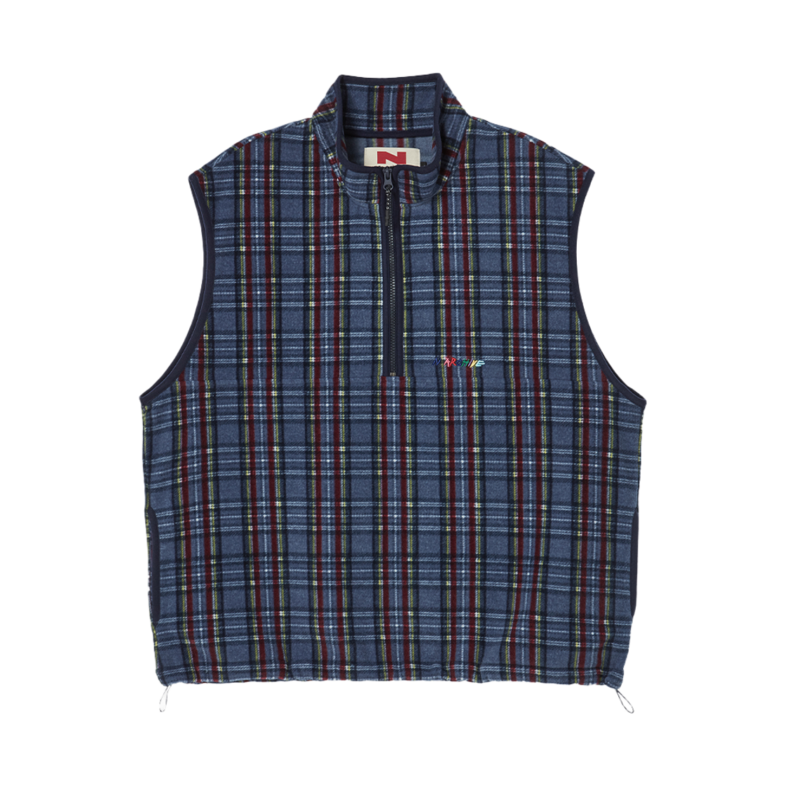 엔 아카이브 레트로 체크 유니크 로고 하프 집업 플리스 네이비(N ARCHIVE Retro Check Unique Logo Half Zip-Up Fleece Navy)