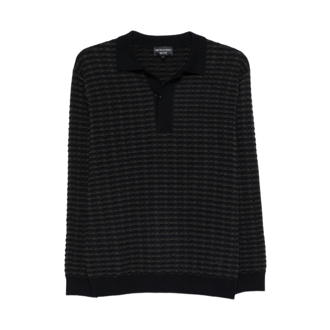 EM003518AF19833FB016 Emporio Armani Icon Collar Virgin Wool Knit Blue