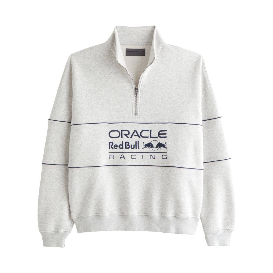 122-488-00757-112 Red Bull Racing x Abercrombie & Fitch Graphic Half Zip Sweatshirt Light Heather Gray