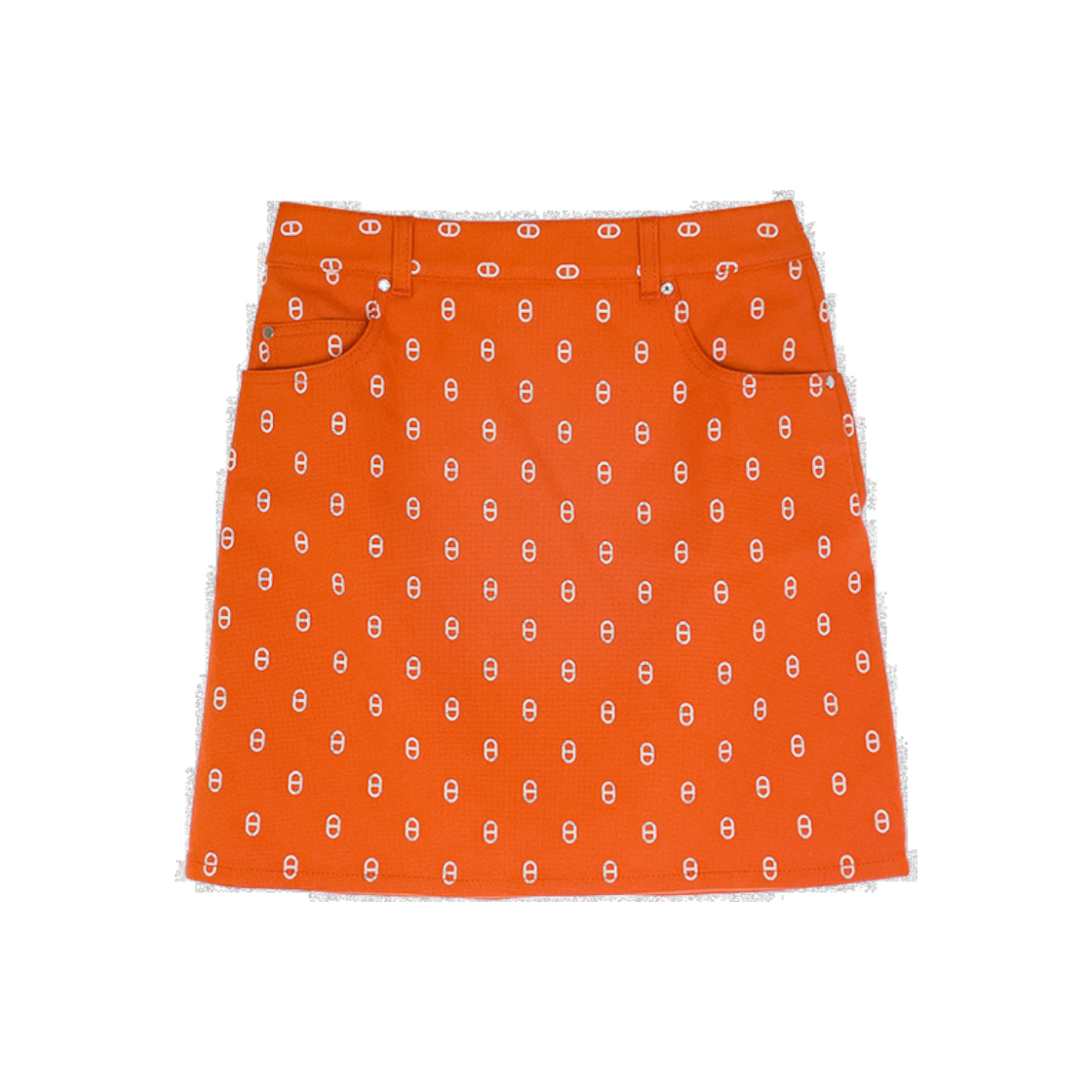 ITP5J9PKK3Q7 Hermes Chandal Denim Mini Skirt 36 Orange Coral (5HA1041)