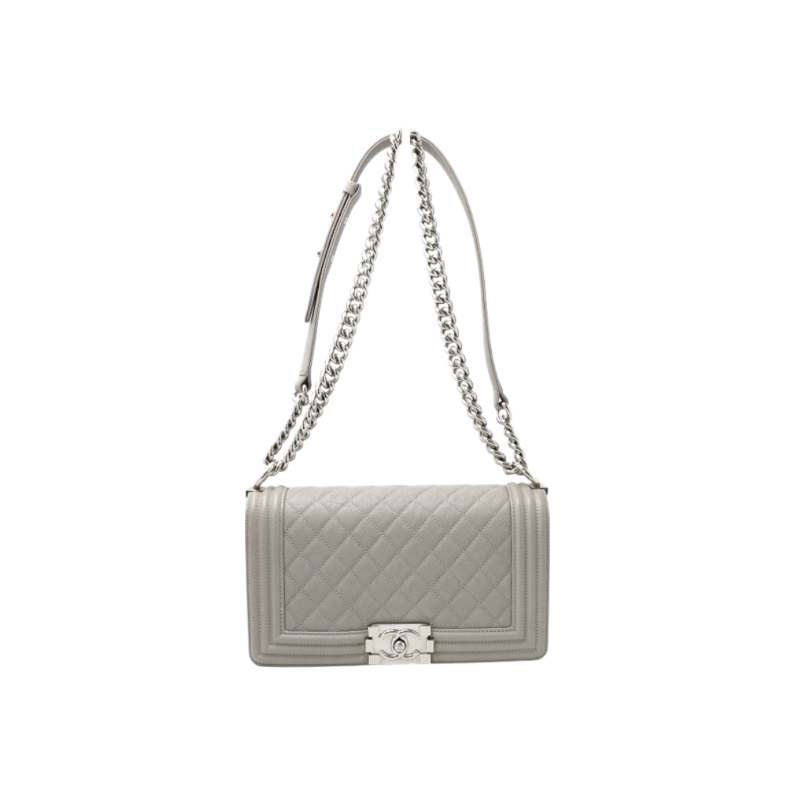 샤넬 A67086 보이 샤넬 은장 체인 그레이 캐비어 미듐 플랩백 aa57282(Chanel Boy Chanel Medium Flap Bag in Gray Caviar with Silver Chain) - 1