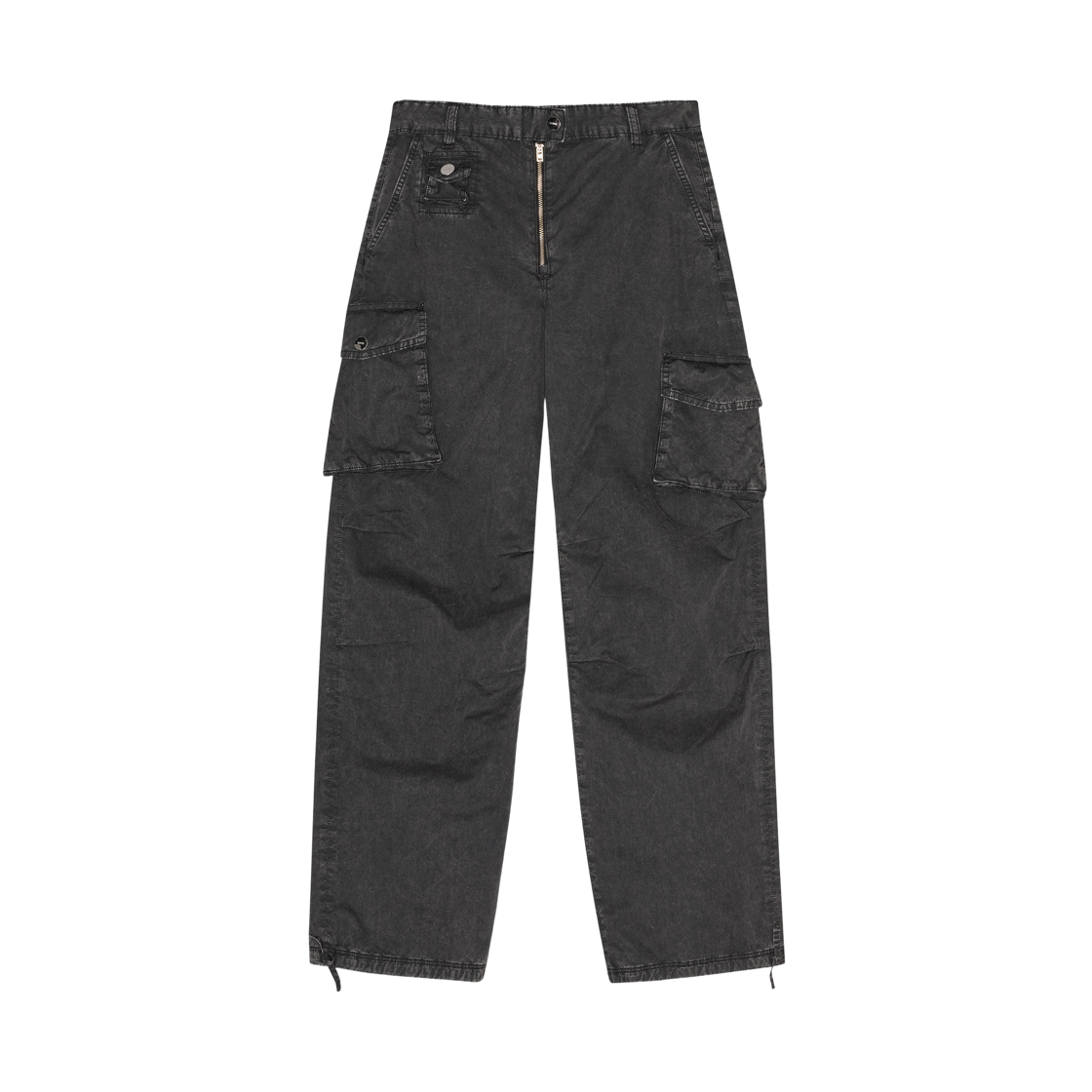 (W) 가니 워시드 트윌 트라우저 블랙((W) Ganni Washed Twill Trousers Black)