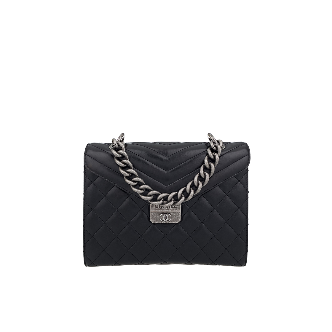 ITQ7VHQ8PC2N Chanel Mad About Quilted Flap Bag Black Vintage Silver Calfskin