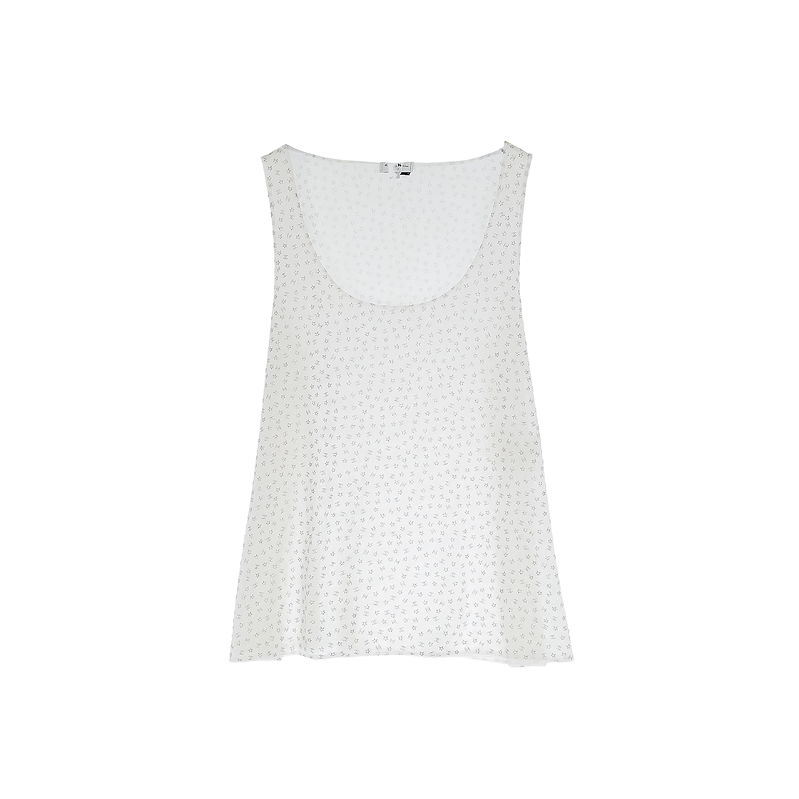 ITU9C5G77SJO Chanel 24 CC Logo Sleeveless Top 40 White/Silver (5ET1907)