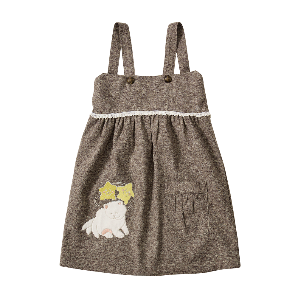 25FW2OP02 YOUTHBATH Buttoned Wool Sleeveless Dress_Beige